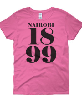 Pink ladies short sleeve t-shirt. nairobi printed on it